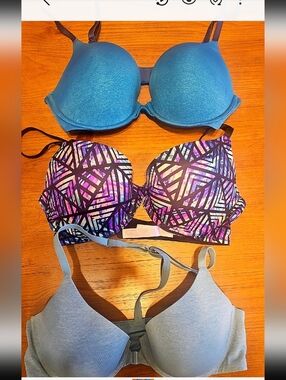 Women’s Teal & Purple Patterned Push-Up Bra Set